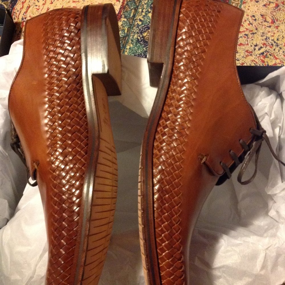 Cole Haan Men's  Washington Grand Woven Tan Leather Shoes 11.5M - New in Box